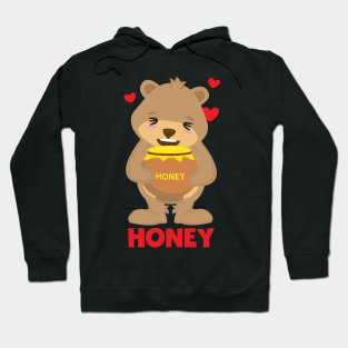 Happy cute kawaii honey bear with a pot of honey design Hoodie